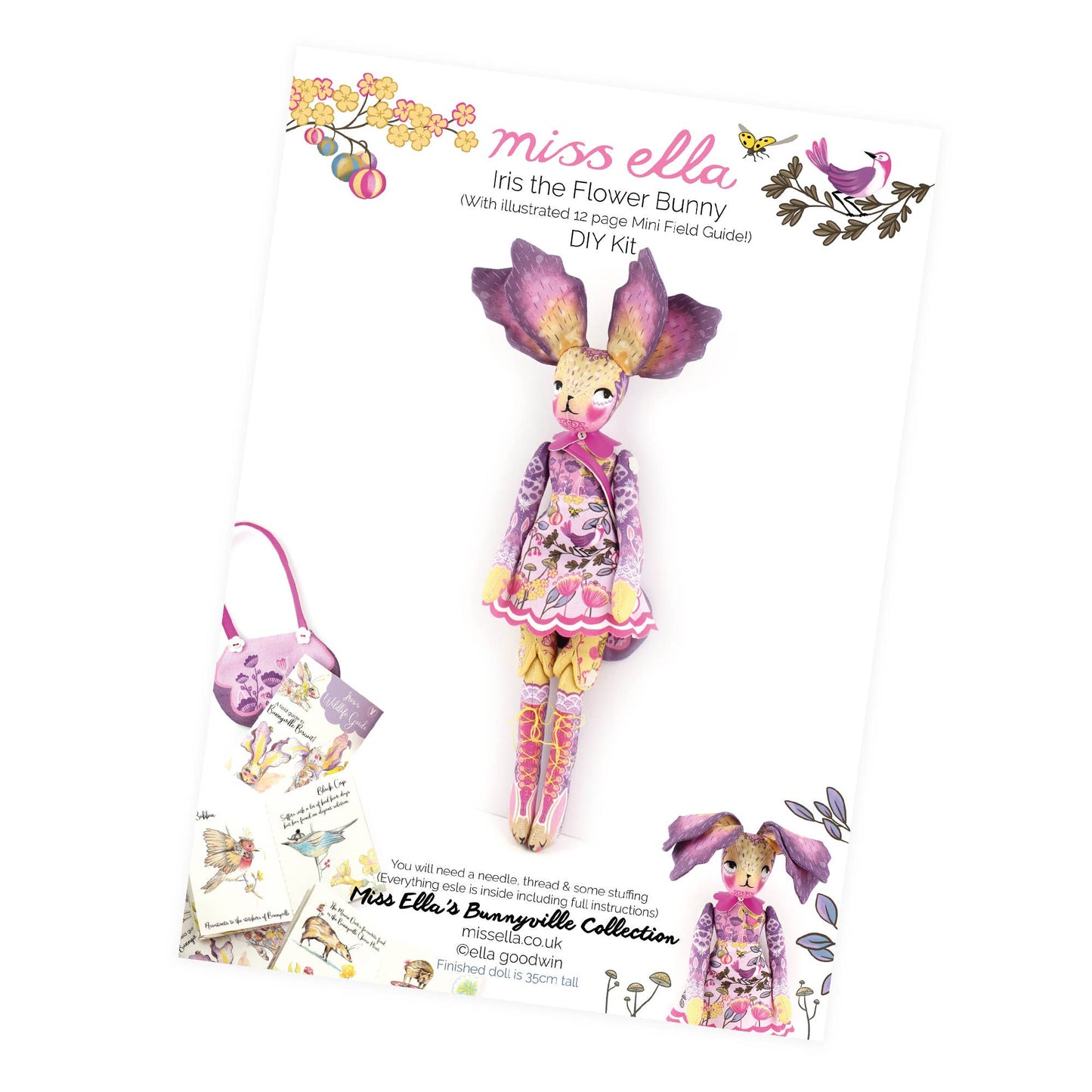 DIY Dolly Kit - Iris Flower Bunny + 12 page Handmade Book