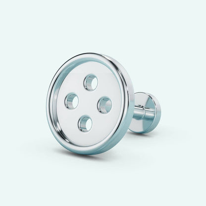 Button Flat Back Earring: Silver / Single