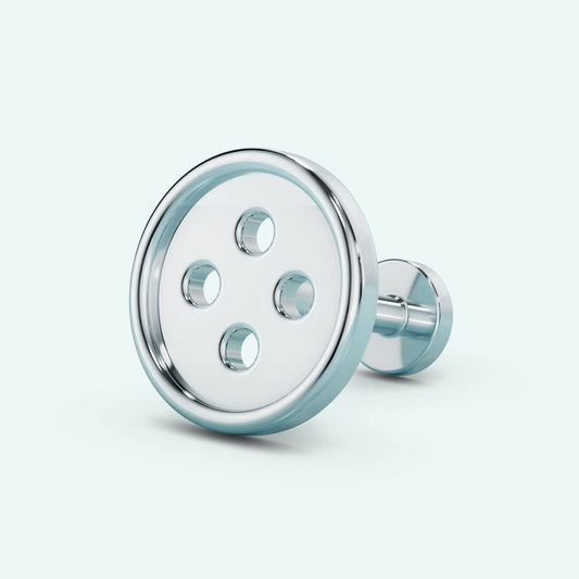 Button Flat Back Earring: Silver / Single