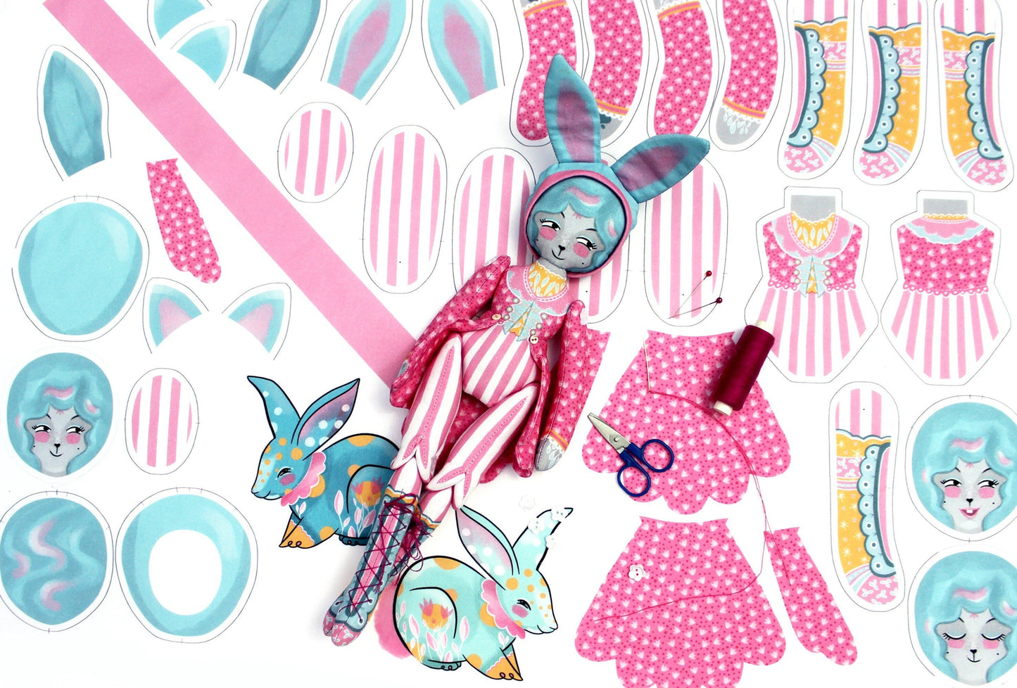 DIY Kit - Mewky the Circus Ringmaster Cat Bunny Doll by Miss Ella