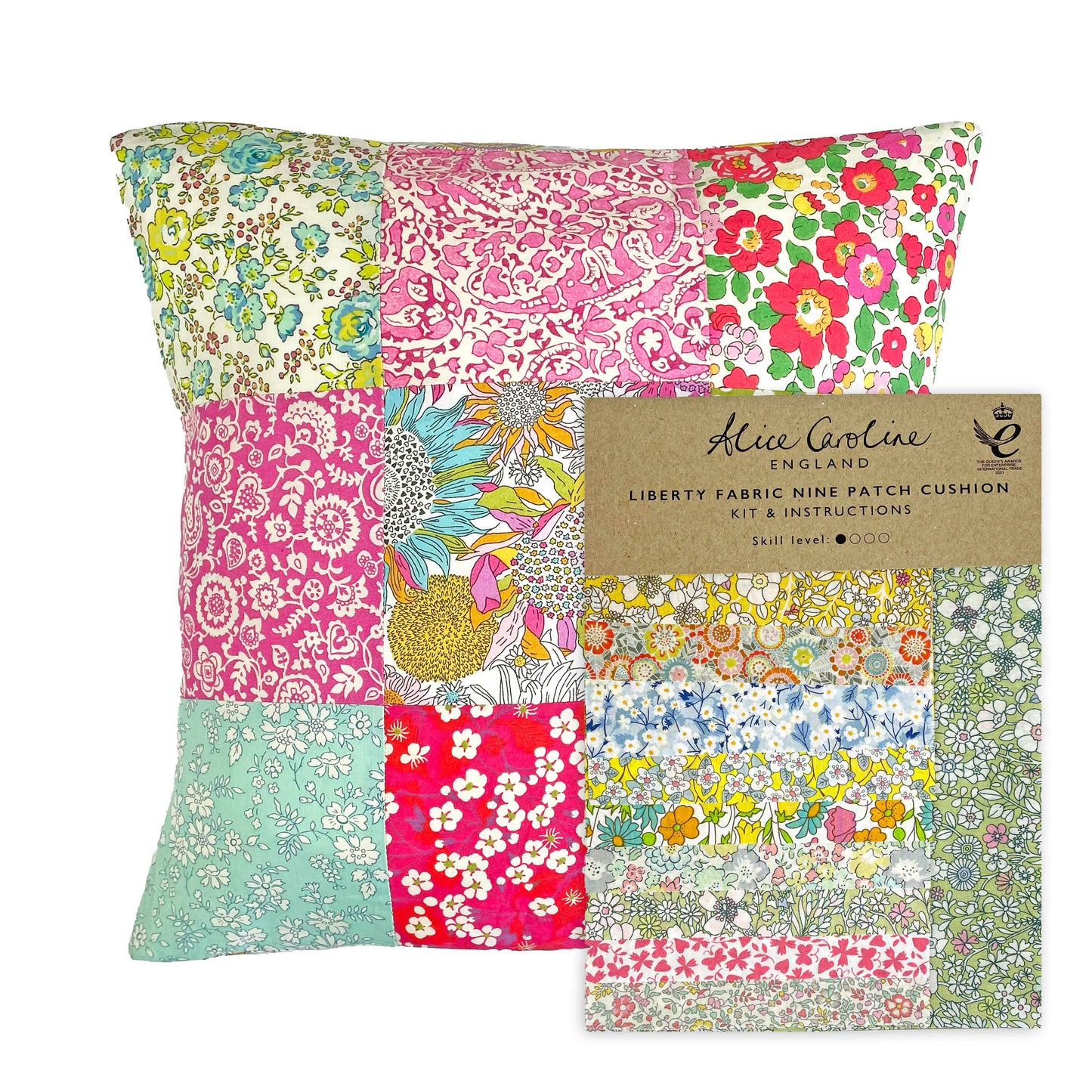 Liberty Tana Lawn Fabric Mixed Colours 9 Patch Cushion Kit