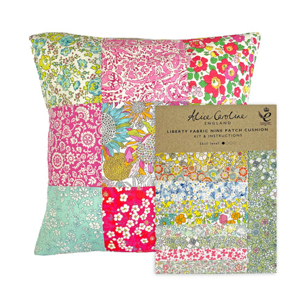 Liberty Tana Lawn Fabric Mixed Colours 9 Patch Cushion Kit