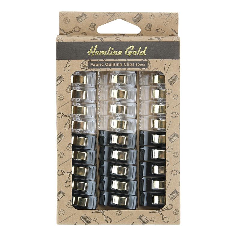 Hemline Gold Fabric Quilt Clips 30 pcs