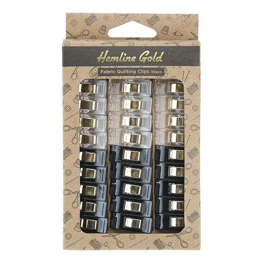 Hemline Gold Fabric Quilt Clips 30 pcs