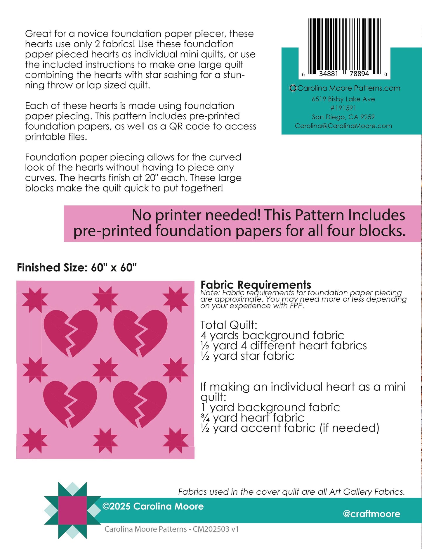 Broken Hearts - Printed with Foundation Papers