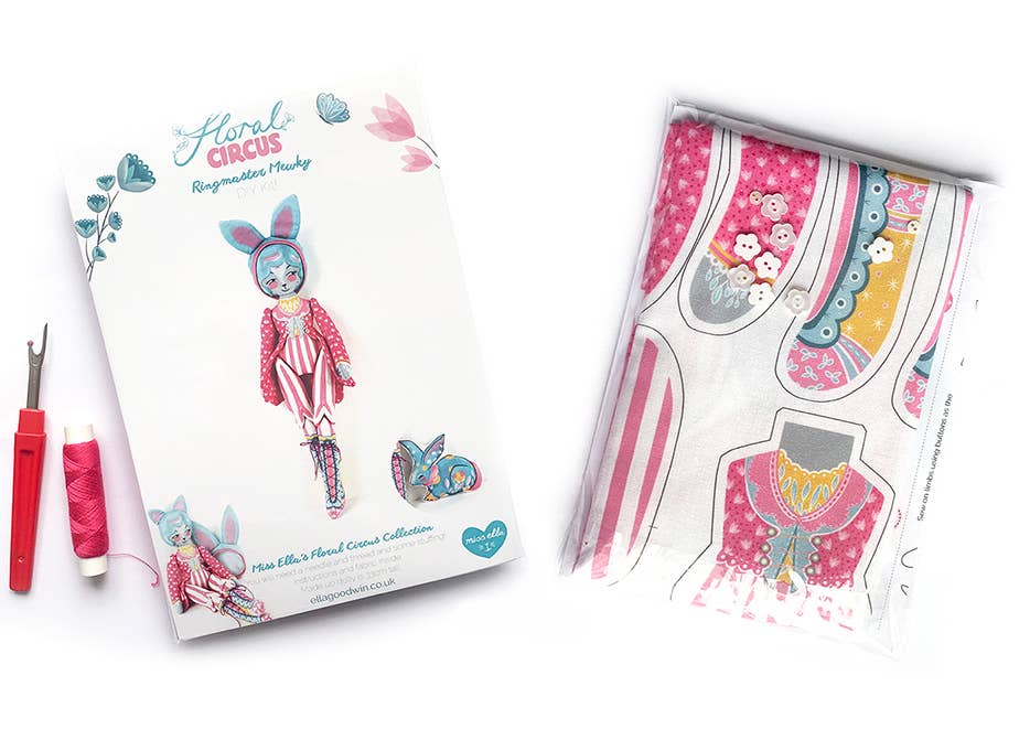 DIY Kit - Mewky the Circus Ringmaster Cat Bunny Doll by Miss Ella
