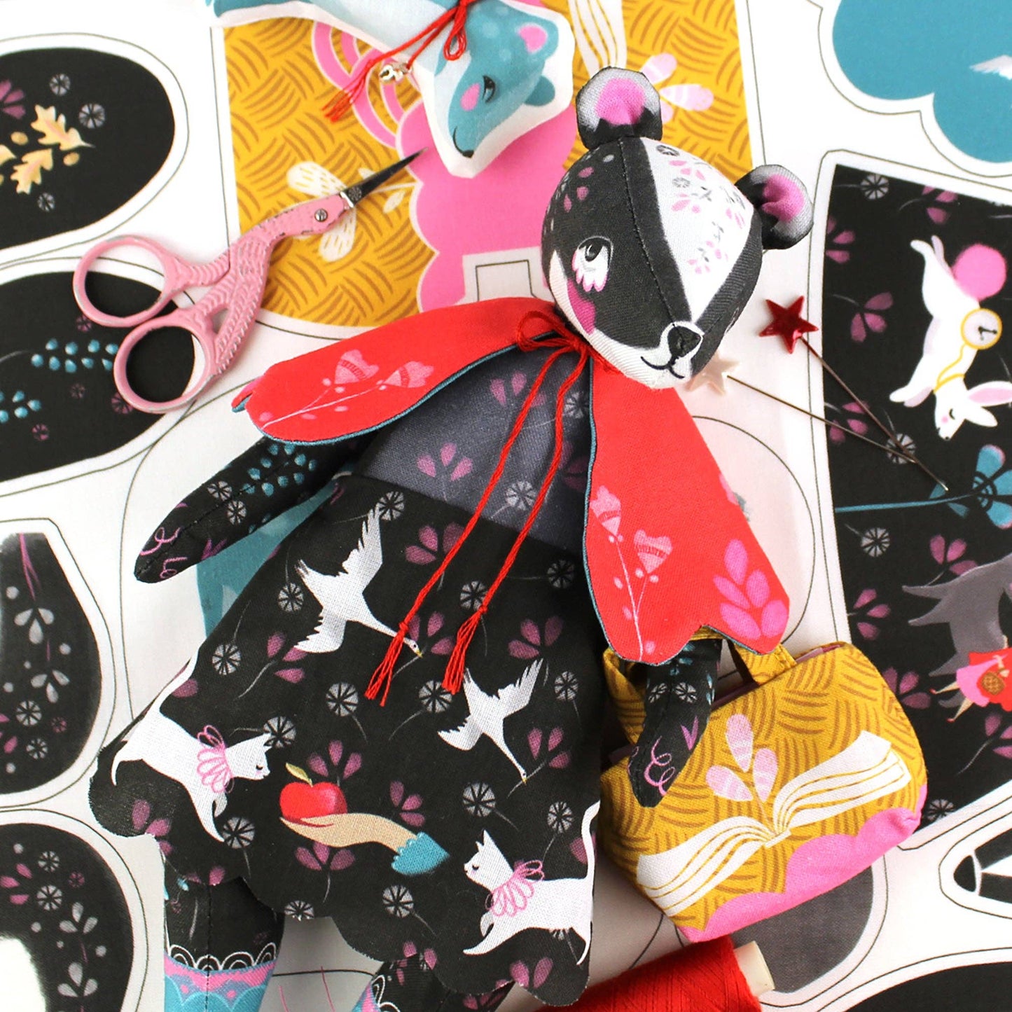 DIY Kit - Bibli the Badger Librarian and the singing Stoat by Miss Ella