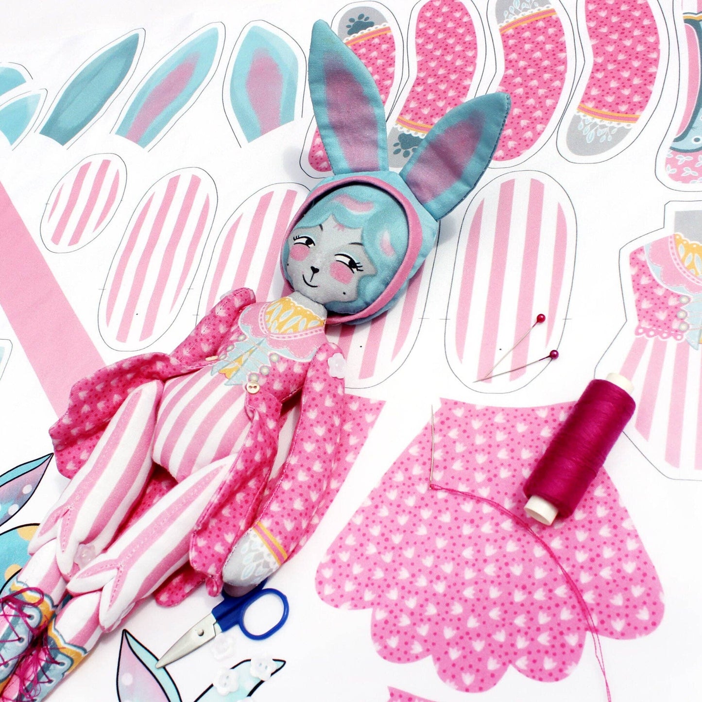 DIY Kit - Mewky the Circus Ringmaster Cat Bunny Doll by Miss Ella